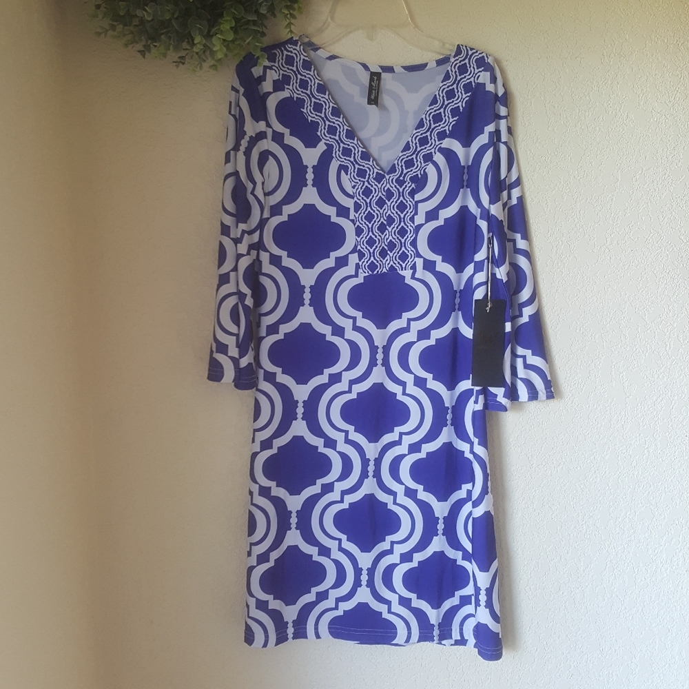 NWT White Mark Long Sleeve Royal Blue Dress